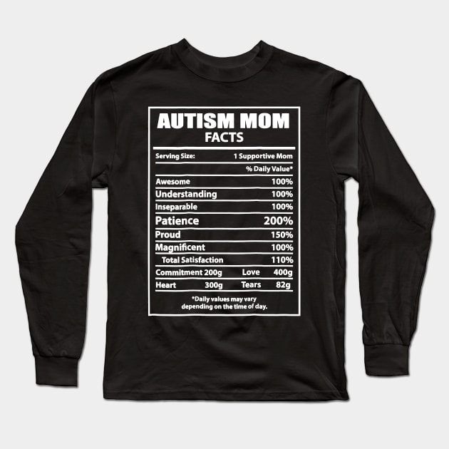 Autism Awareness T shirt For Mom - Autism Mom Facts Long Sleeve T-Shirt by Danielsmfbb